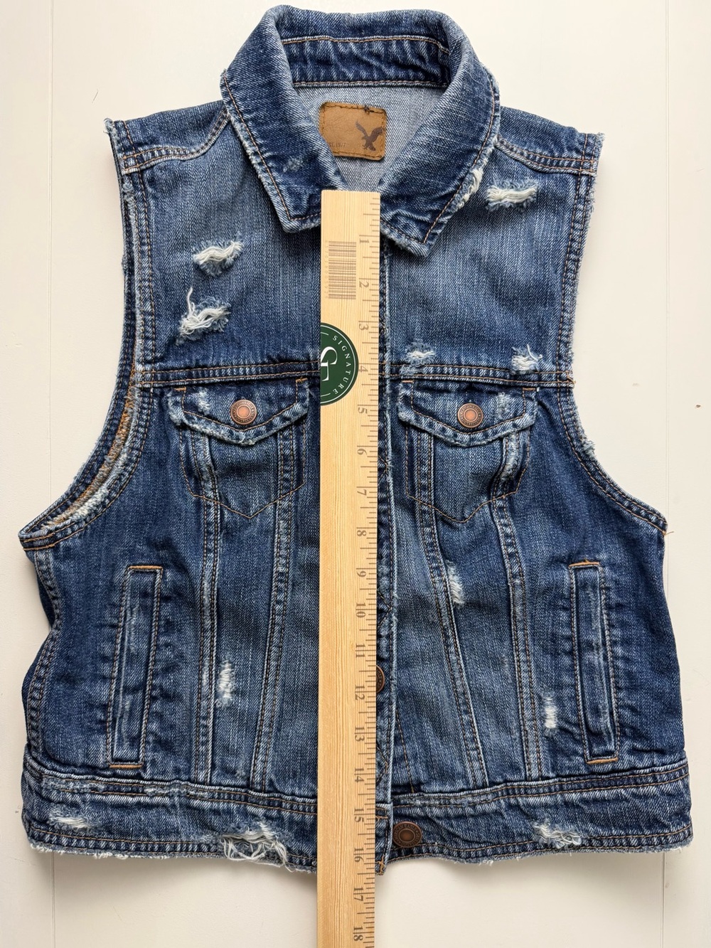 Women's Distressed Denim Vest - Blue - Picture 4 of 5